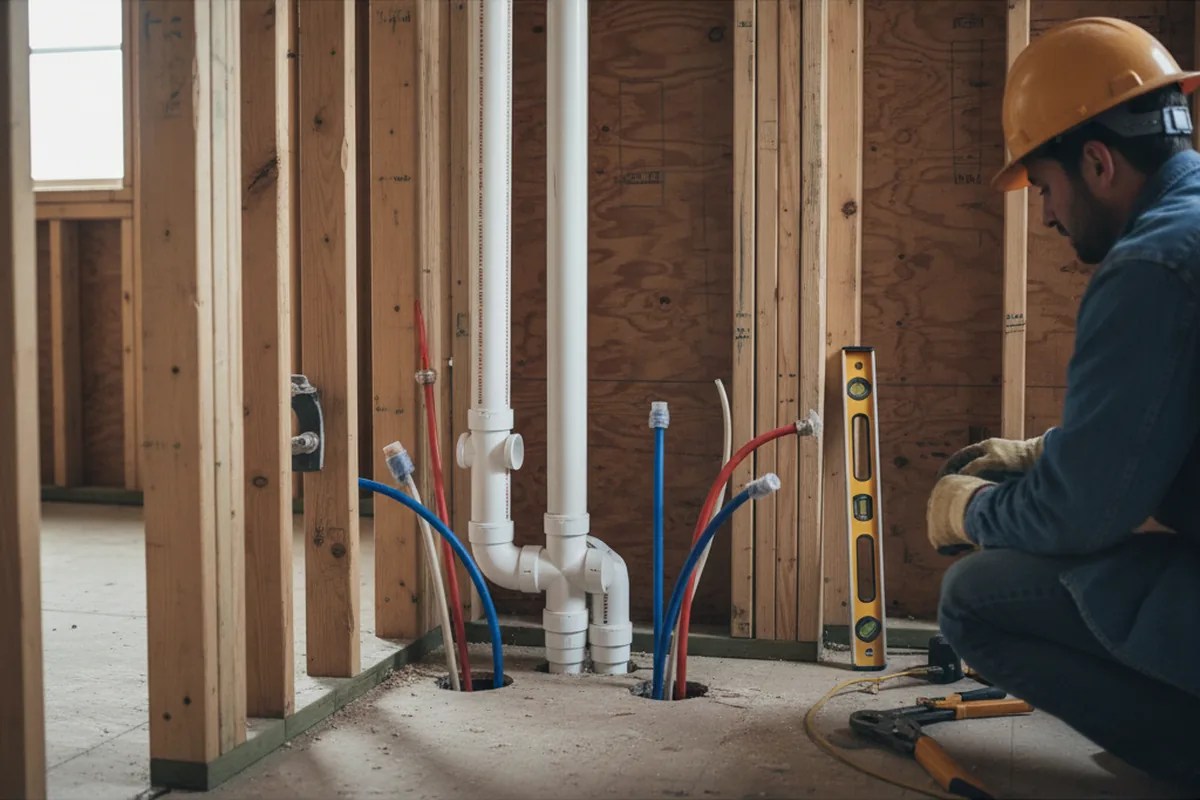 Drain and supply rough-in during Leak Detection in Ogilvie