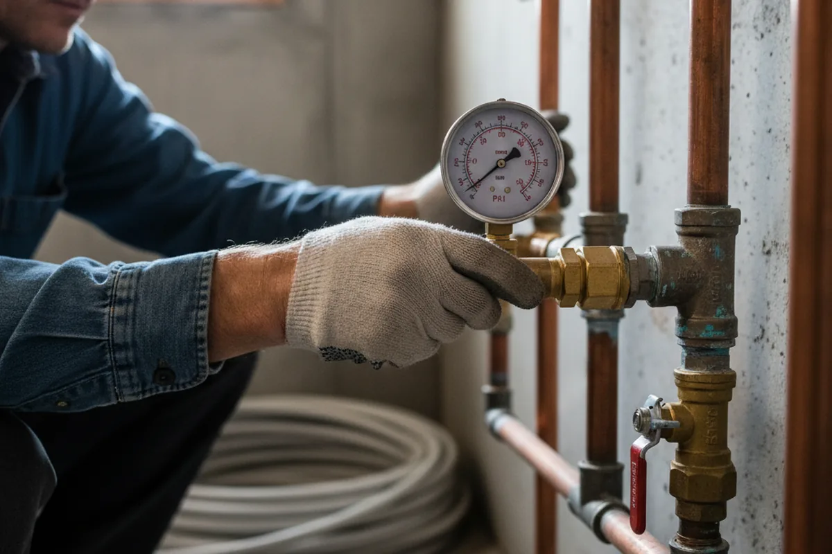 Pressure testing a repaired line during Water Line Repair in Ogilvie